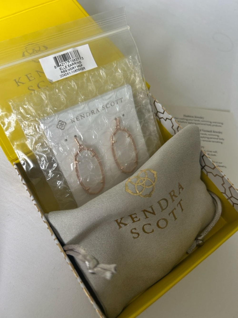 Kendra Scott Rose Gold Mother-of-Pearl Dangle Elle Earrings - Picture 5 of 9